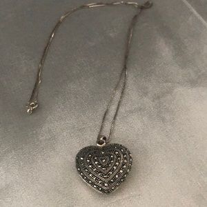 Vintage Marcasite Heart Pendant.